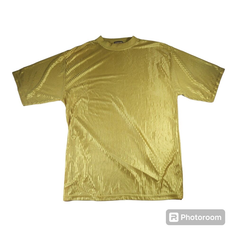 Vintage Henri Valdise Collection Men’s Sz XL Yellow Shimmer Shirt 90s